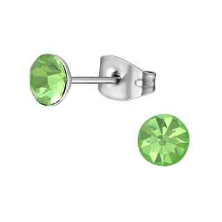 Náušnice z chirurgické oceli 5mm - Peridot